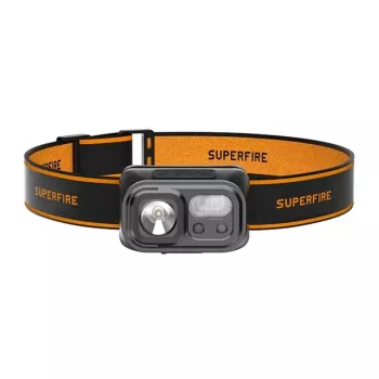 Superfire HL23-A žibintuvėlis ant galvos – 1200 liumenų, P50 LED, USB-C įkrovimas, IPX4, judesio jutiklis