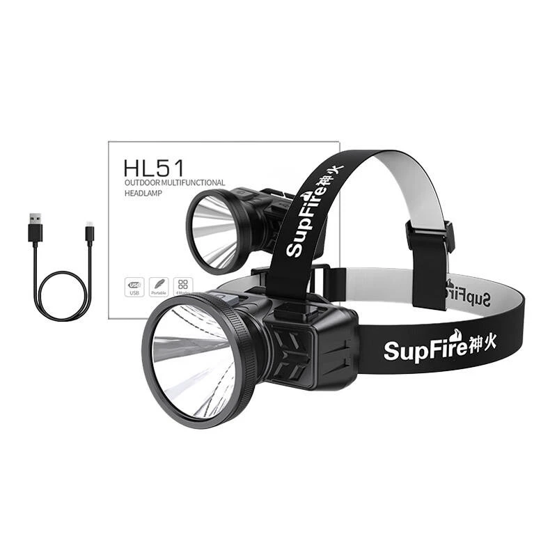 Superfire HL51 Galvos žibintas, 160 lm, Micro-USB, 4 režimai, 300 m
