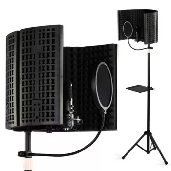 SUPRIMO AC5 SET 5-panelių akustinė izoliacinė užtvara mikrofonui, sulankstoma, juoda