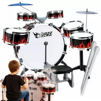 SUPRIMO K-DRUMS 2 didelis vaikų būgnų komplektas su 6 būgnais, raudonas/juodas