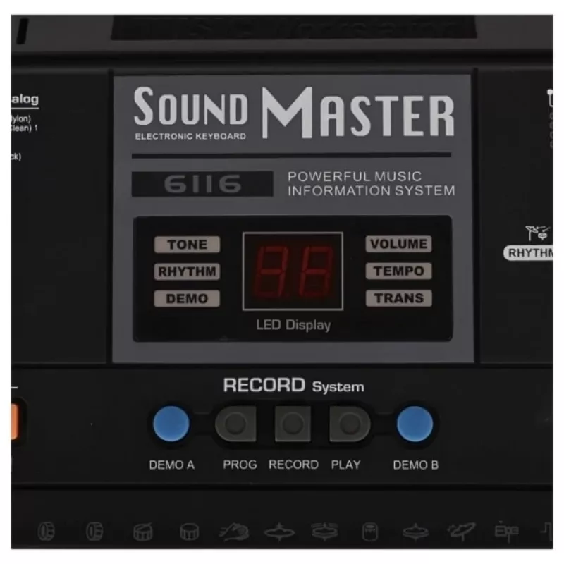 SUPRIMO MQ 6116 61 klavišų vaikų mokymosi klaviatūra su LCD, 128 garsais, 128 ritmais, įrašymu, mikrofono įvestimi, juoda