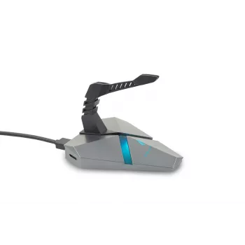 SureFire Axis Bungee HUB USB pelės laido laikiklis – RGB USB 2.0 šakotuvas su lanksčia silikonine ranka, svertinis neslystantis pagrindas, juodos spalvos
