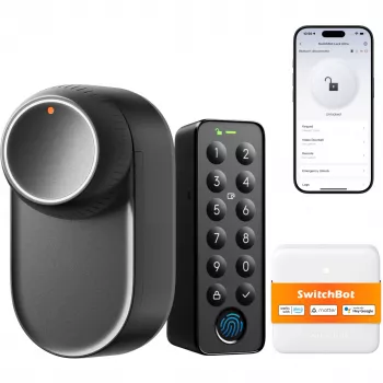 SwitchBot Ultra Touch Bundle, išmanusis užraktas su Hub Mini Matter, klaviatūra ir kortele, baltas