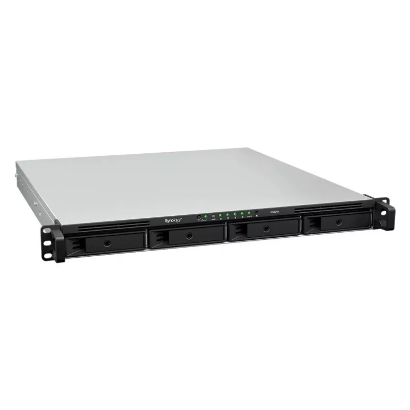 Synology RS826+ 1U stelažinis 4 diskų NAS, AMD Ryzen V1500B, 4GB DDR4 ECC, 4x 1GbE, be diskų