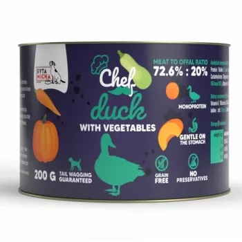 SYTA MICHA Chef Duck with Vegetables Mono šlapias ėdalas šunims 200g