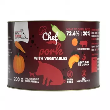 SYTA MICHA Chef Pork with Vegetables Mono šlapias šunų maistas 200g