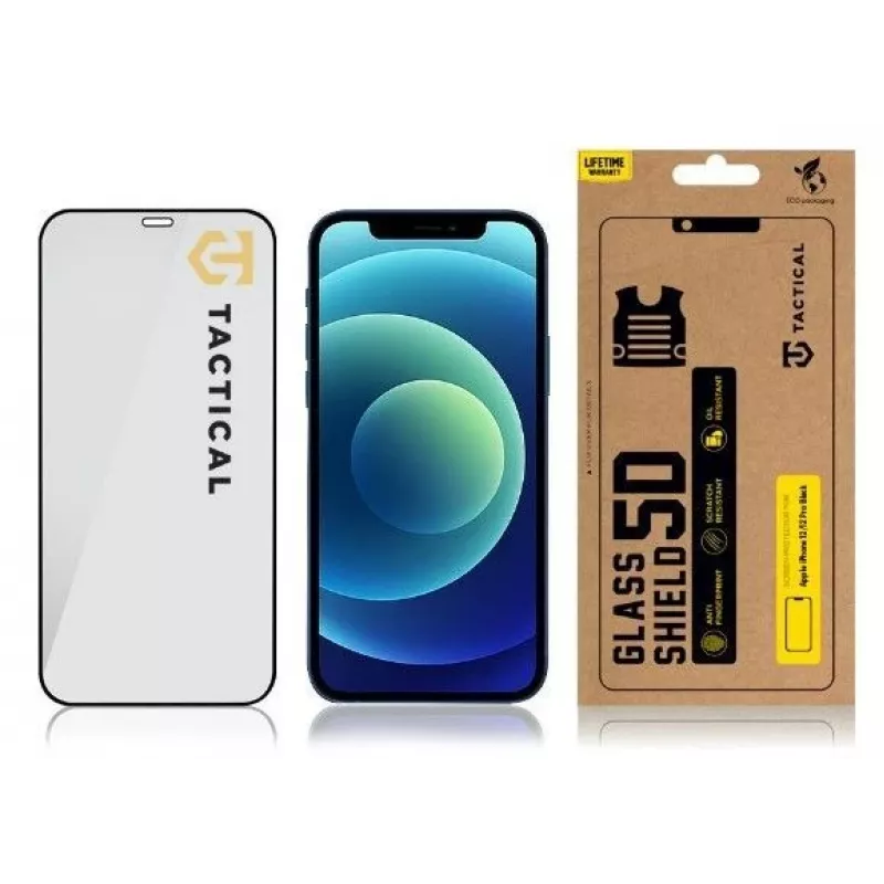 Tactical Glass Shield 5D, apsauginis stiklas, skirtas Apple iPhone 12 Pro/12 Pro, juodas