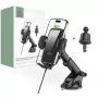 Tech-Protect CM15W-V1 Universalus automobilinis telefono laikiklis su 15W Qi belaidžiu įkrovikliu prietaisų skydeliui ir oro ventiliacijai - Juoda