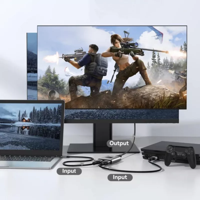 Tech-Protect HB07 USB-C Hub Adapter 2-in-1 HDMI 4K 60Hz - Pilka