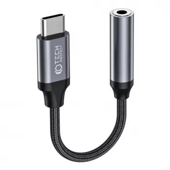 Tech-Protect USB-C į 3,5 mm mini lizdo garso adapteris (moteriškas) - juodas