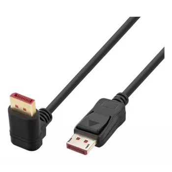 Techly DisplayPort 1.4 kabelis M/M 4K@120Hz 1m juodas su kampu vienoje pusėje ICOC-DSP-A14-010NT9
