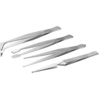 TECLINE Precision Tweezer Set, 4 dalių nerūdijančio plieno smulkiosios mechanikos pincetas (94921)