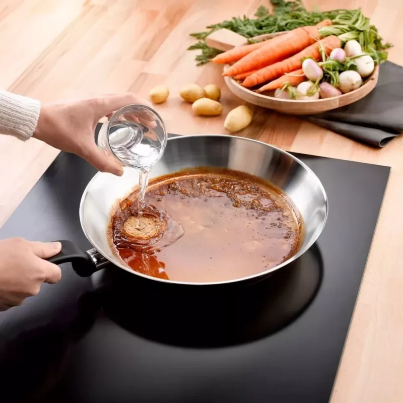 Tefal Duetto On 28 cm keptuvė iš nerūdijančio plieno su titano nelipnia danga, Thermo-Signal, tinka indukcijai