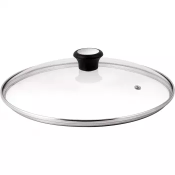 Tefal stiklinis dangtis Ø30cm – grūdinto stiklo dangtis su garų išleidimo anga, nerūdijančio plieno apvadu, tinka plauti indaplovėje