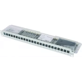 TELEGÄRTNER 19 inch 1U modulinis patch panelis su 24 AMJ-S Cat.6A ekranuotais moduliais, T568A, be įrankių IDC, RJ45/RJ11/RJ12 J02023A0039