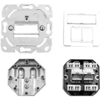 Telegärtner AMJ45 8/8 K UP/50 Cat.6+ tinklo lizdas, 2 x RJ-45, ekranuotas, baltas