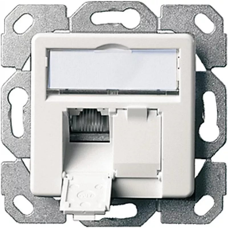 Telegärtner AMJ45 8/8 K Up/50 Cat.6A įleidžiama duomenų rozetė, 2x RJ45, ekranuota, perlų balta RAL 1013 J00020A0501