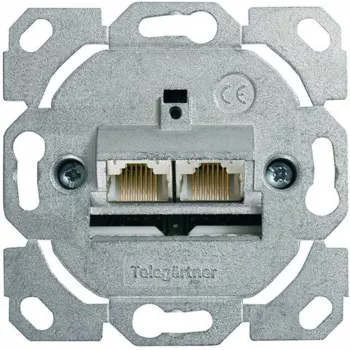 Telegärtner AMJ45 duomenų lizdo modulis, 2 prievadų RJ45, Cat.6A ekranuotas, 10G, be įrankių IDC, cinko korpusas