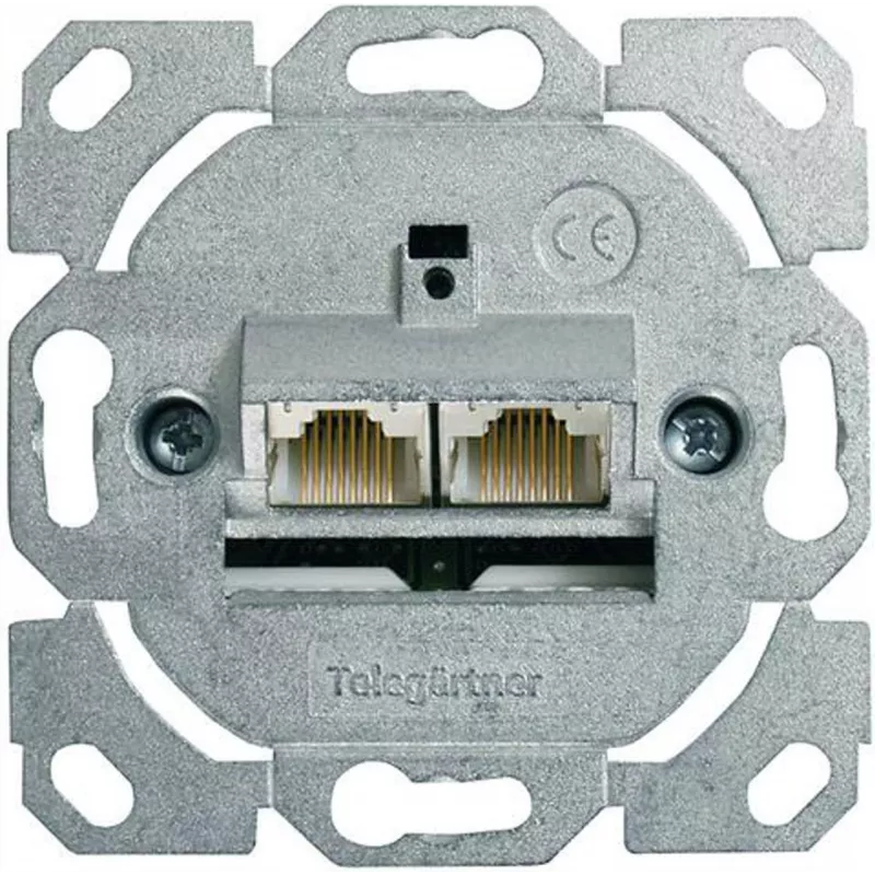 Telegärtner AMJ45 duomenų lizdo modulis, 2 prievadų RJ45, Cat.6A ekranuotas, 10G, be įrankių IDC, cinko korpusas