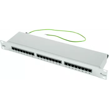 TELEGÄRTNER Cat.5e 24 prievadų RJ45 patch panelis, 1U, 19 colių, šviesiai pilkas