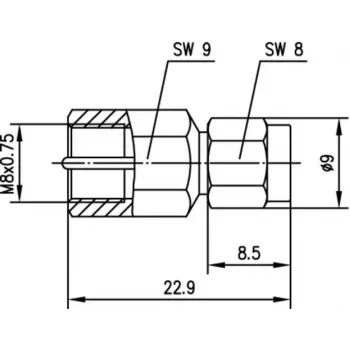 Telegärtner Inter-Series koaksialinis adapteris SMA male į FME male 50 Ohm
