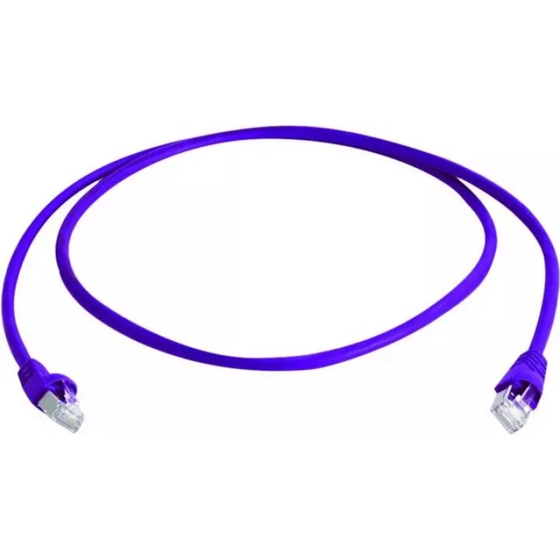 Telegärtner MP8 FS 500 Cat 6a S/FTP komutacinis kabelis, RJ-45 vyriškas į RJ-45 vyrišką, 0,5 m, violetinės spalvos, su apsauga nuo užkabinimo
