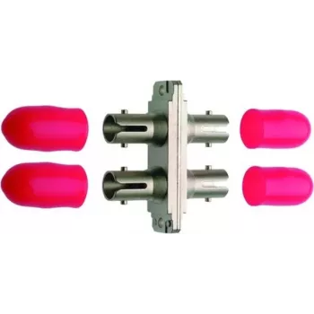 Telegärtner ST Female į ST Female Duplex Fiber Optic Coupler, Flange Mount, Zirconia Ceramic Ferrule, Nickel-Plated Brass Housing, <0.2 dB Insertion Loss J08011A0017