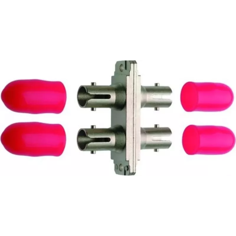 Telegärtner ST Female į ST Female Duplex Fiber Optic Coupler, Flange Mount, Zirconia Ceramic Ferrule, Nickel-Plated Brass Housing, <0.2 dB Insertion Loss J08011A0017