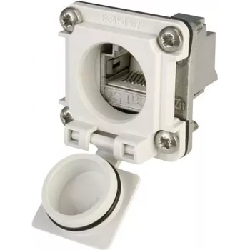 Telegärtner STX V6 RJ45 flanšinis sujungiklio rinkinys Variantas 6, 8P8C, ekranuotas, Cat.6A, IP67, šviesiai pilkas J00020A0483