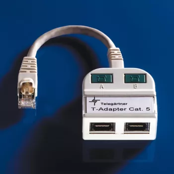 Telegärtner Token Ring Splitter RJ45 vyriškas į 2x RJ45 moteriškus ekranuotas šviesiai pilkas J00029A0011