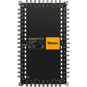 TELEVES EUROSWITCH 9x9x32 F Multiswitch, 8 palydoviniai įėjimai, 32 vartotojų išėjimai, kaskaduojamas
