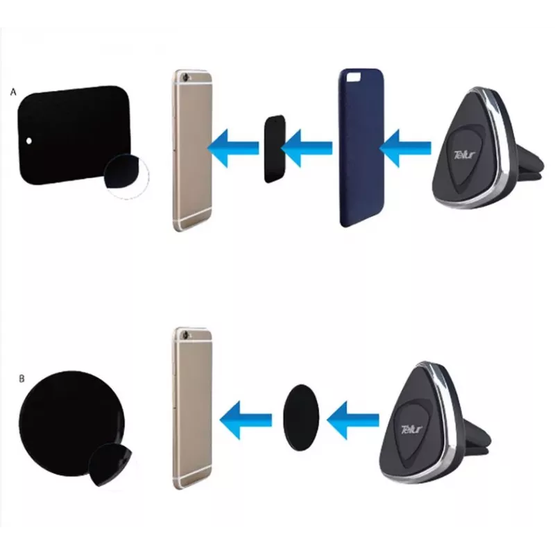 TELLUR automobilinis telefono laikiklis magnetinis, ant ventiliacijos grotelių, juodas