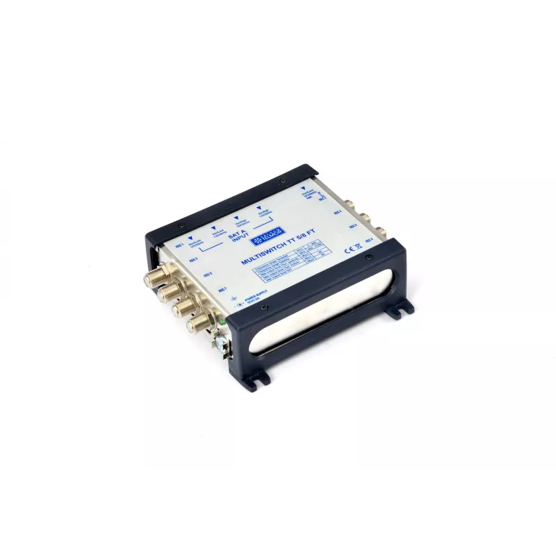 Telmor Multiswitch TT 5/8 Terminal – 5 įėjimai (4 SAT + 1 TER) į 8 išėjimus, DiSEqC 2.0, metalinis korpusas