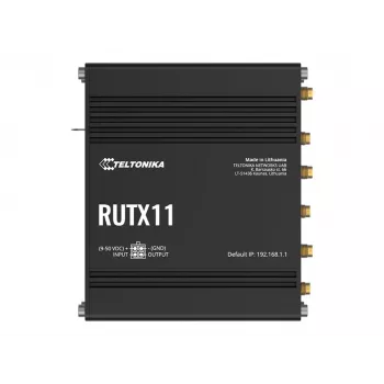 Teltonika RUTX11 4G/LTE Cat 6 Dual-SIM maršrutizatorius, JAV versija, Wi-Fi 5, 5x Gigabit Ethernet, GPS, aliuminis, IP30