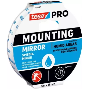 tesa Mounting PRO Mirror 66952-00001-00 dvipusė akrilinė putų lipni juosta, balta, 5 m x 19 mm, veidrodžiams ir plokštiems daiktams, išlaiko iki 10 kg per 10 cm