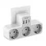TESSAN Sieninis Kištukinis Lizdas TS-323-DE-C su 3 AC Lizdais ir 3 USB-A Prievadais, 16A, 3680W, Baltas