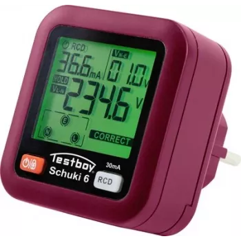 Testboy Testavit Schuki 6 lizdų testeris su RCD testu, 230V, Schuko kištukas 61610000