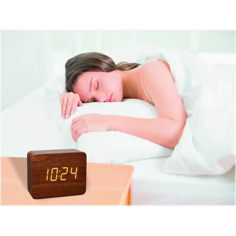 TFA 60.2549.08 CLOCCO Radijo Valdomas Žadintuvas Medžio Išvaizdos Ruda