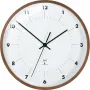 TFA Dostmann radijo bangomis valdomas sieninis laikrodis su mediniu rėmu, 25,5 cm skersmens, baltu ciferblatu, arabiškomis skaitmenimis, maitinamas baterija, DCF77 98.1097