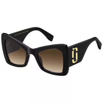 THE MARC JACOBS MARC761S807 Moteriški katininiai akiniai nuo saulės, juodas acetatas, pilki gradientiniai lęšiai, 52 mm