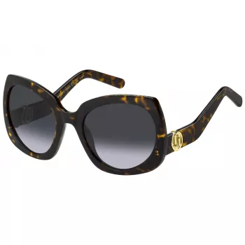 Moterų akiniai nuo saulės THE MARC JACOBS MARC808S086 - juodas acetatinis rėmelis, pilki gradientiniai stiklai, 57 mm