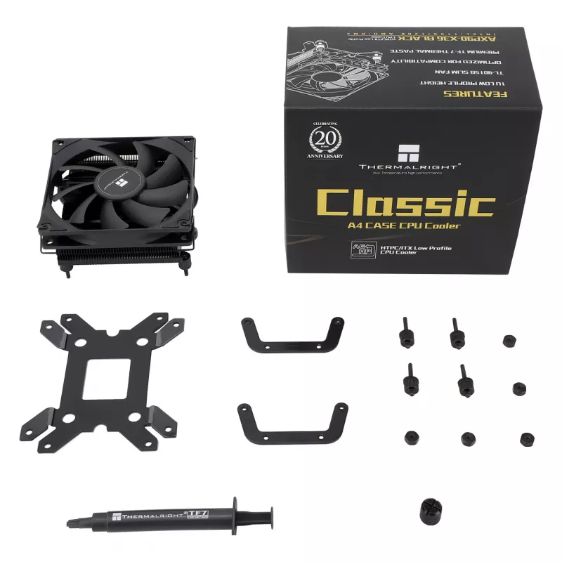 Thermalright AXP90-X36 Black Low Profile CPU aušintuvas, 92mm PWM ventiliatorius, ITX, Intel ir AMD