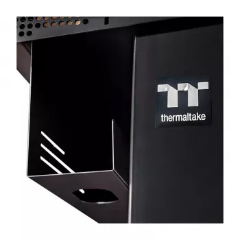 Thermaltake Level 20 Battle Station Gaming Desk – Z formos plieninis rėmas, anglies pluošto MDF stalviršis, 100 kg talpa, juoda