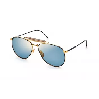 Thom Browne TB015LTDNVY62 Unisex Aviator Sunglasses Navy 62mm