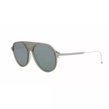 Thom Browne TB809BGRYSLV5 Unisex Akiniai - Pilkas Rėmelis, Sidabriniai Veidrodiniai Lęšiai, 55/18/145 mm