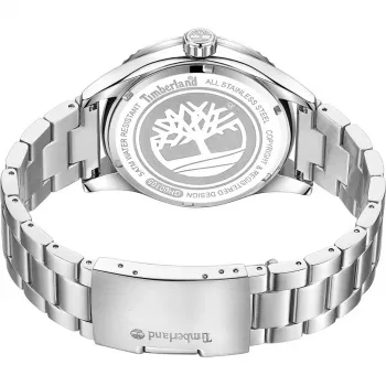 Timberland vyriškas analoginis kvarcinis laikrodis TDWGH0010503 46mm nerūdijančio plieno korpusas ruda odinis dirželis mėlynas ciferblatas
