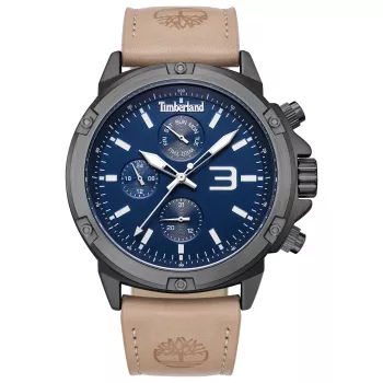 Timberland vyriškas laikrodis Henniker II TDWGF9002902 46 mm mėlynas ciferblatas rudos odos dirželis