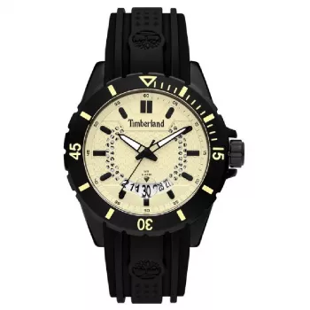 TIMBERLAND Vyriškas Medford 46mm Smėlio Spalvos Ciferblatu Juodu Silikoniniu Dirželiu Kvarcinis Laikrodis 15578JSB-14P