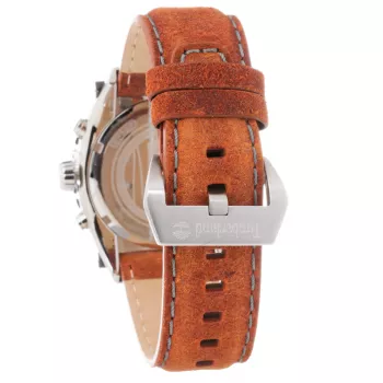 Timberland vyriškas laikrodis TBL1331JS-02C 45mm nerūdijančio plieno kvarcinis analoginis juodas ciferblatas ruda odinė juosta