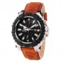 Timberland vyriškas laikrodis TBL1331JS-02C 45mm nerūdijančio plieno kvarcinis analoginis juodas ciferblatas ruda odinė juosta